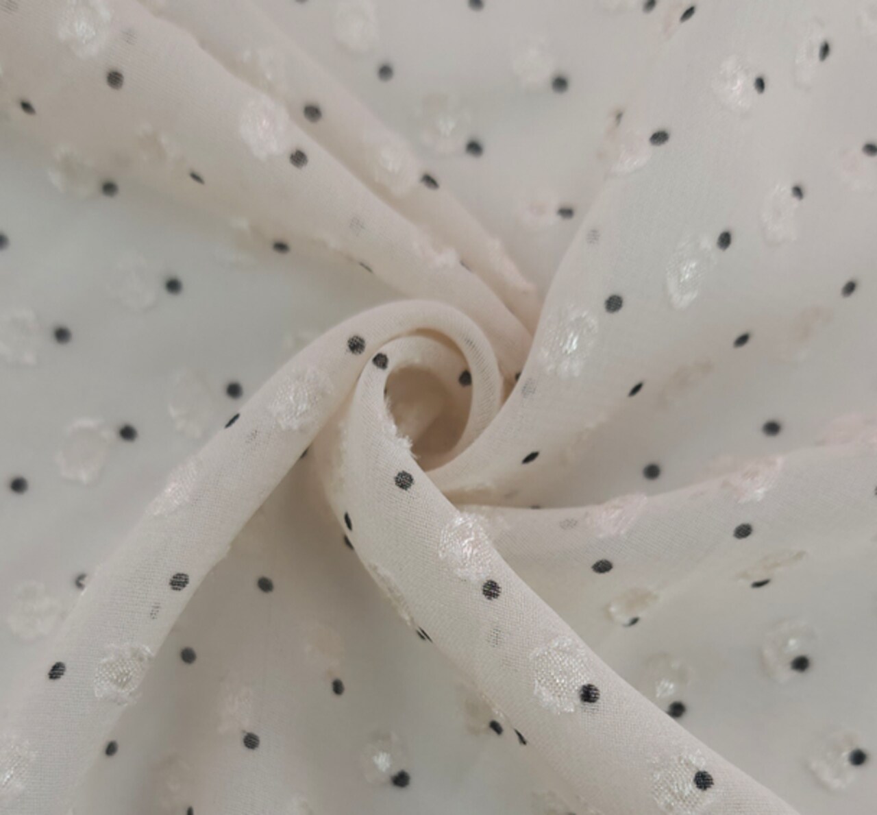 1 Yard Beige or Charcoal Clip Dot Chiffon Lightweight Sheer Polyester Fabric for Dresses 57/58" Wide